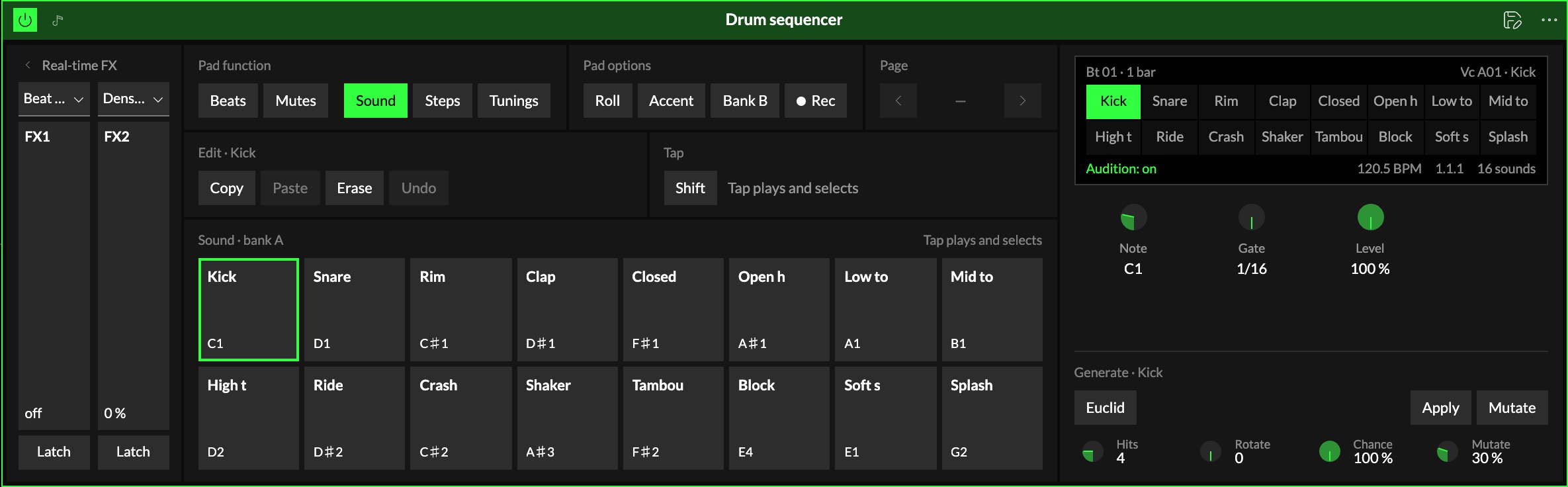 The Drum Sequencer in the Studio.
