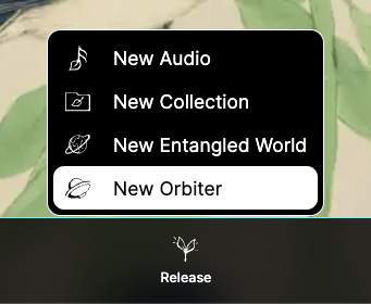 The Release menu with New Orbiter.