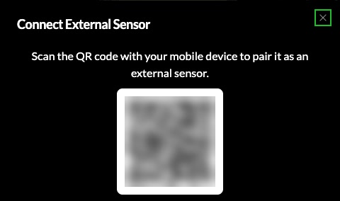The Connect External Sensor dialog with its QR code